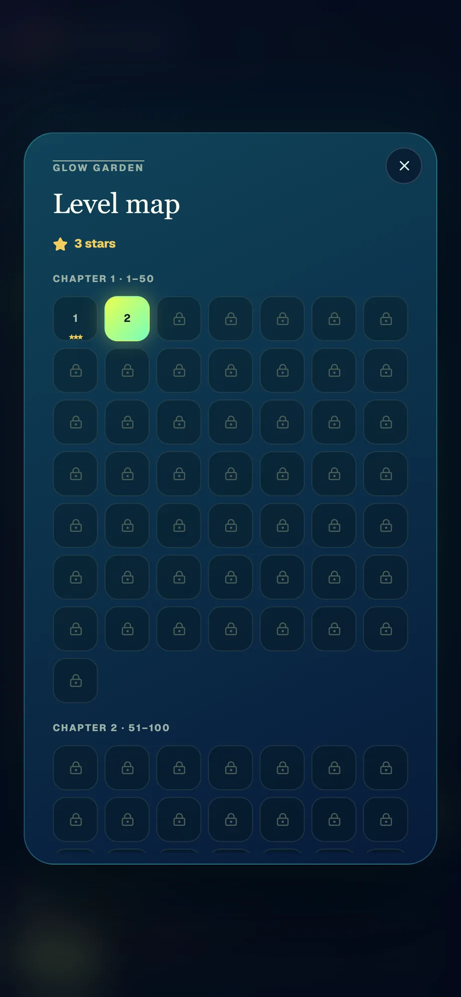 Glow Garden — the level map