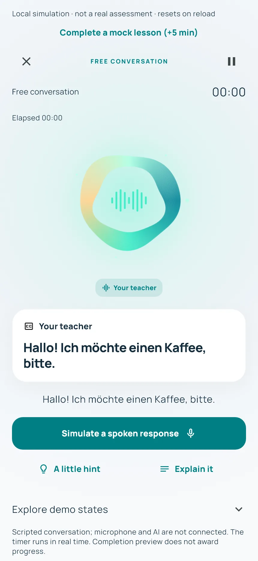 Vela — a speaking session and its timer