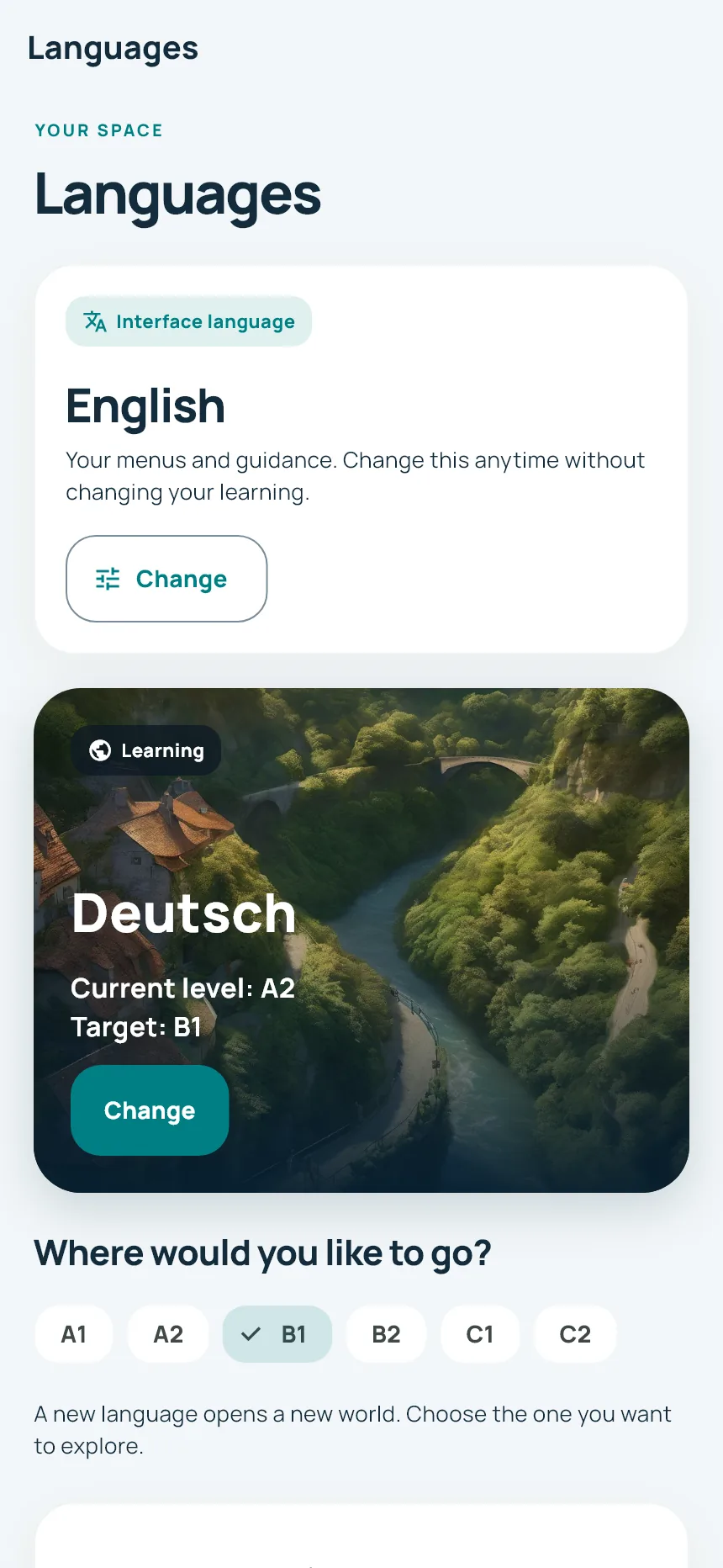 Vela — interface, support and learning languages, set separately