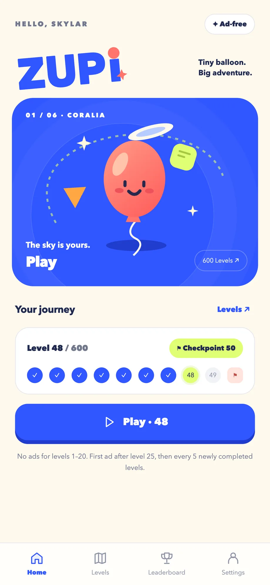 ZUPI — the home screen