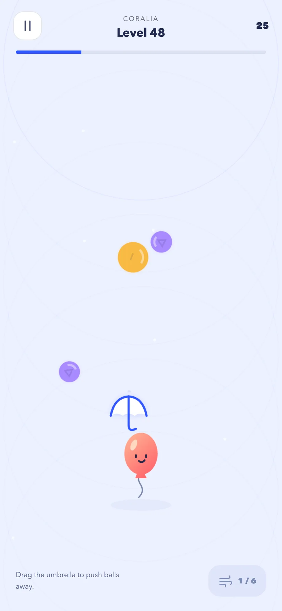 ZUPI — a level in play — sweeping obstacles away from the balloon