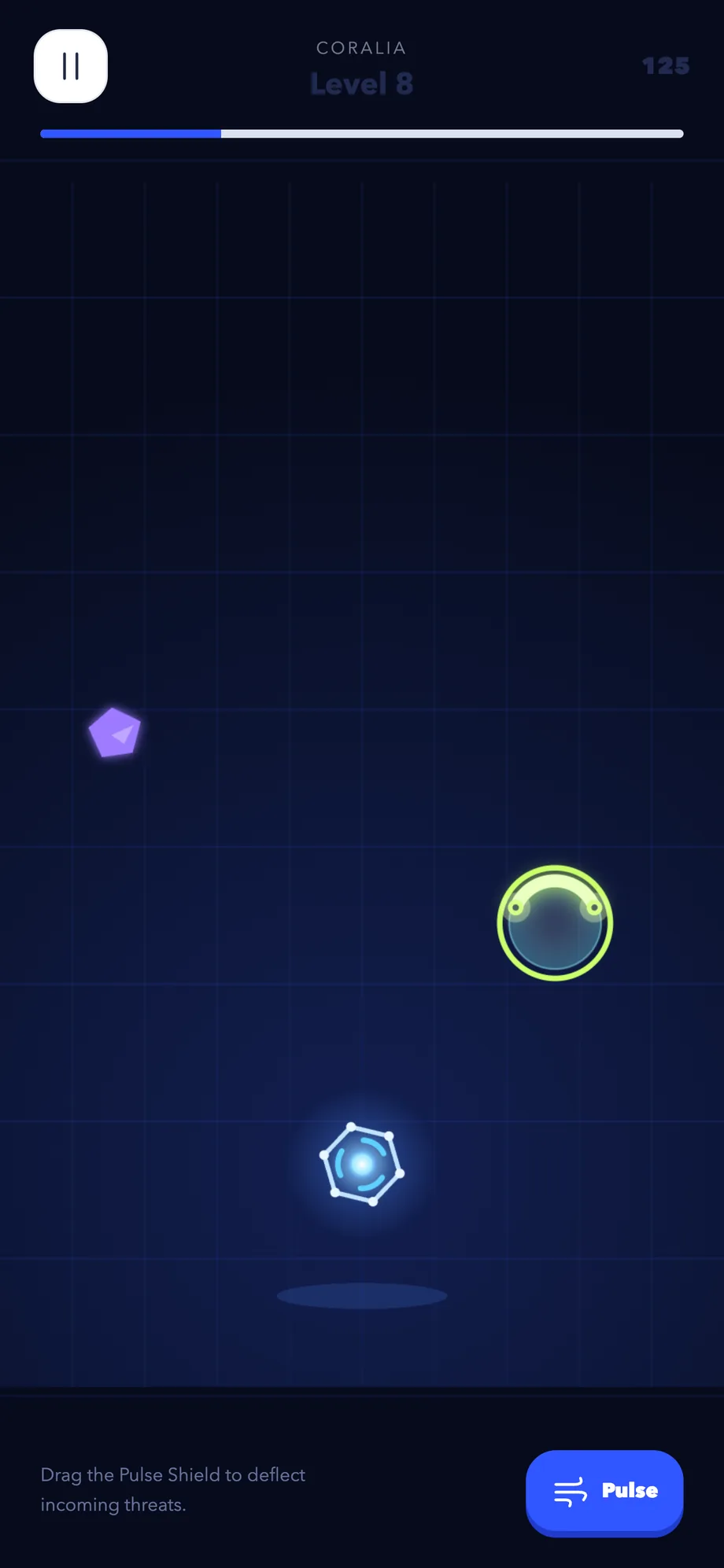 ZUPI — the Pulse Shield held above the Pulse Core, with the field falling towards it